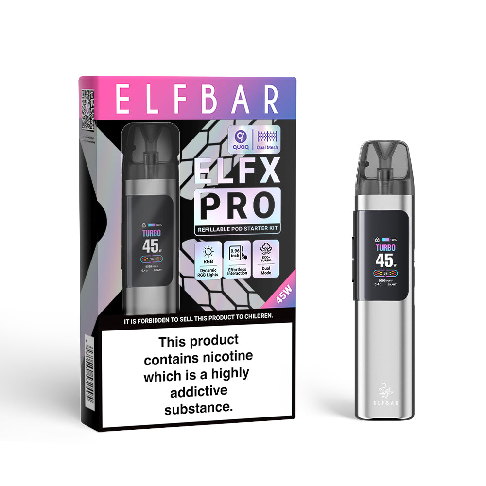 ELFBAR-ELFX-Silver-Open-pod-Vape-Device